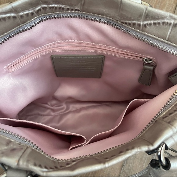 Coach Croc Embossed Ashley Hobo Bag Baguette Shoulder Bag Silver Y2K 90’s - Picture 8 of 11